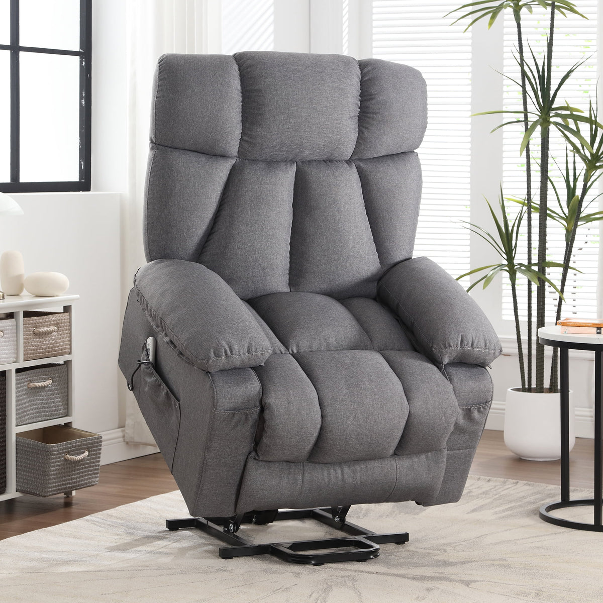 JONPONY Power Lift Recliner Chair Recliners for Elderly with Heat and Massage Recliner Chair for Living Room with Infinite Position and Side Pocket,USB Charge Port,Brown