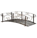 6' Metal Arch Backyard Garden Bridge, Safety Siderails, Arc Footbridge for Backyard Creek, Stream, Pond, Bronze