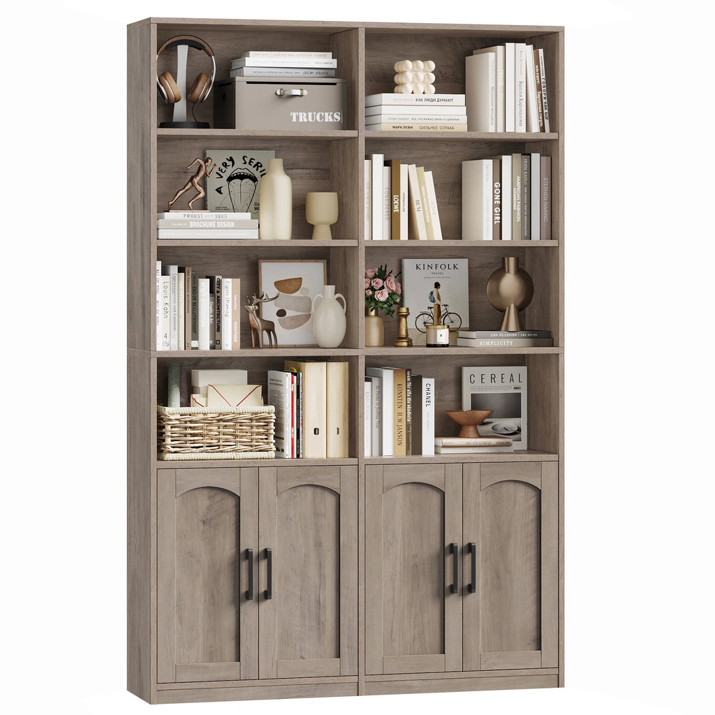 Homfa 73 Tall Bookcases with Doors, 8 Cubes 6-Tier Double Row Bookshelf, White Bookcase for Living Room Home Office