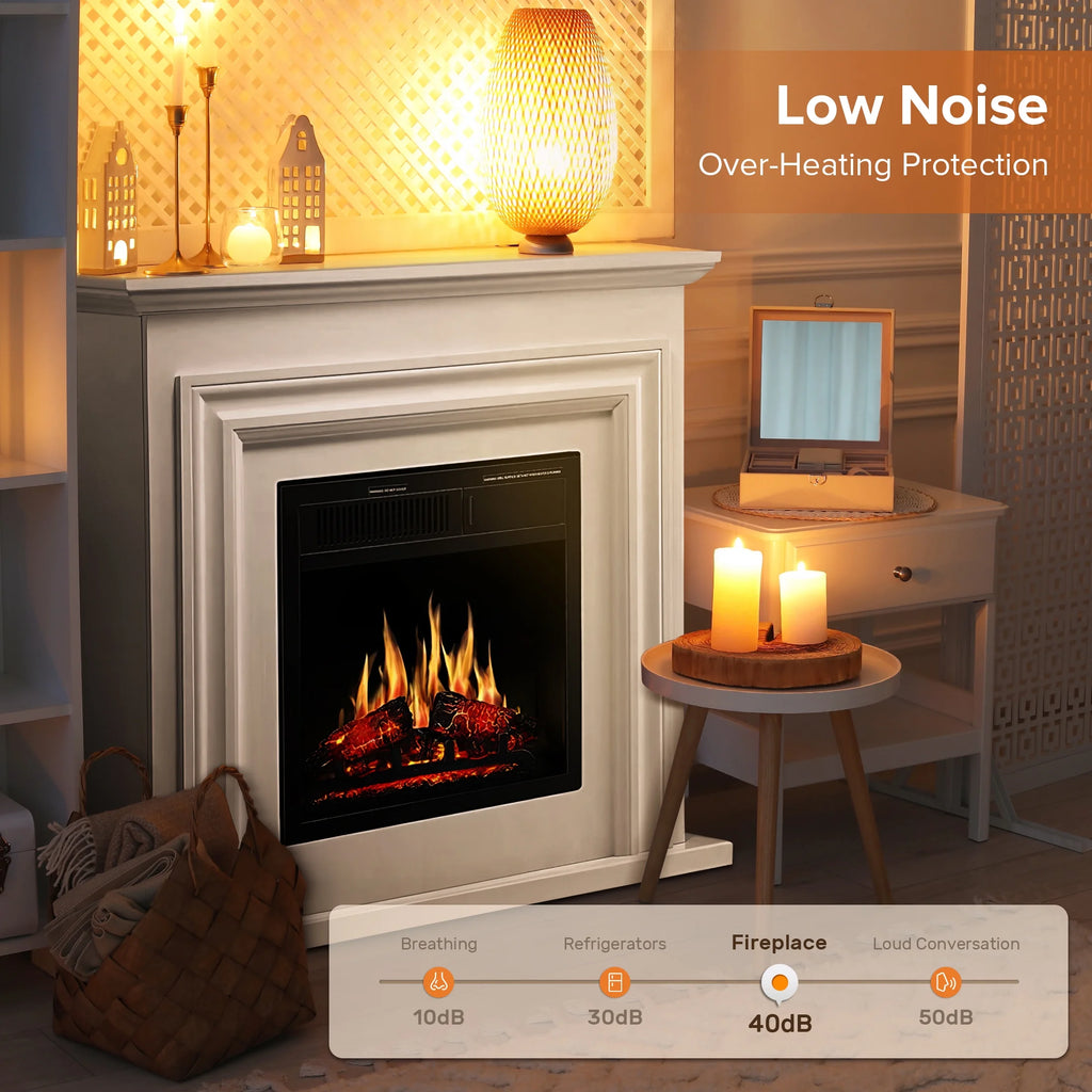 Electactic Electric Fireplace, Free Standing Fireplace, with Remote Control, Adjustable LED Flame, 750W/1500W -White