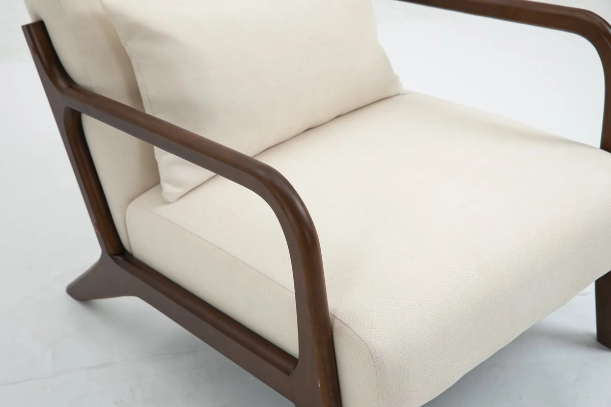 Modern Accent Chair, Upholstered Armchair with Wood Frame, Bronzing Cloth Single Sofa Chair with Lumbar Pillow for Living Room Bedroom Apartment, Orange
