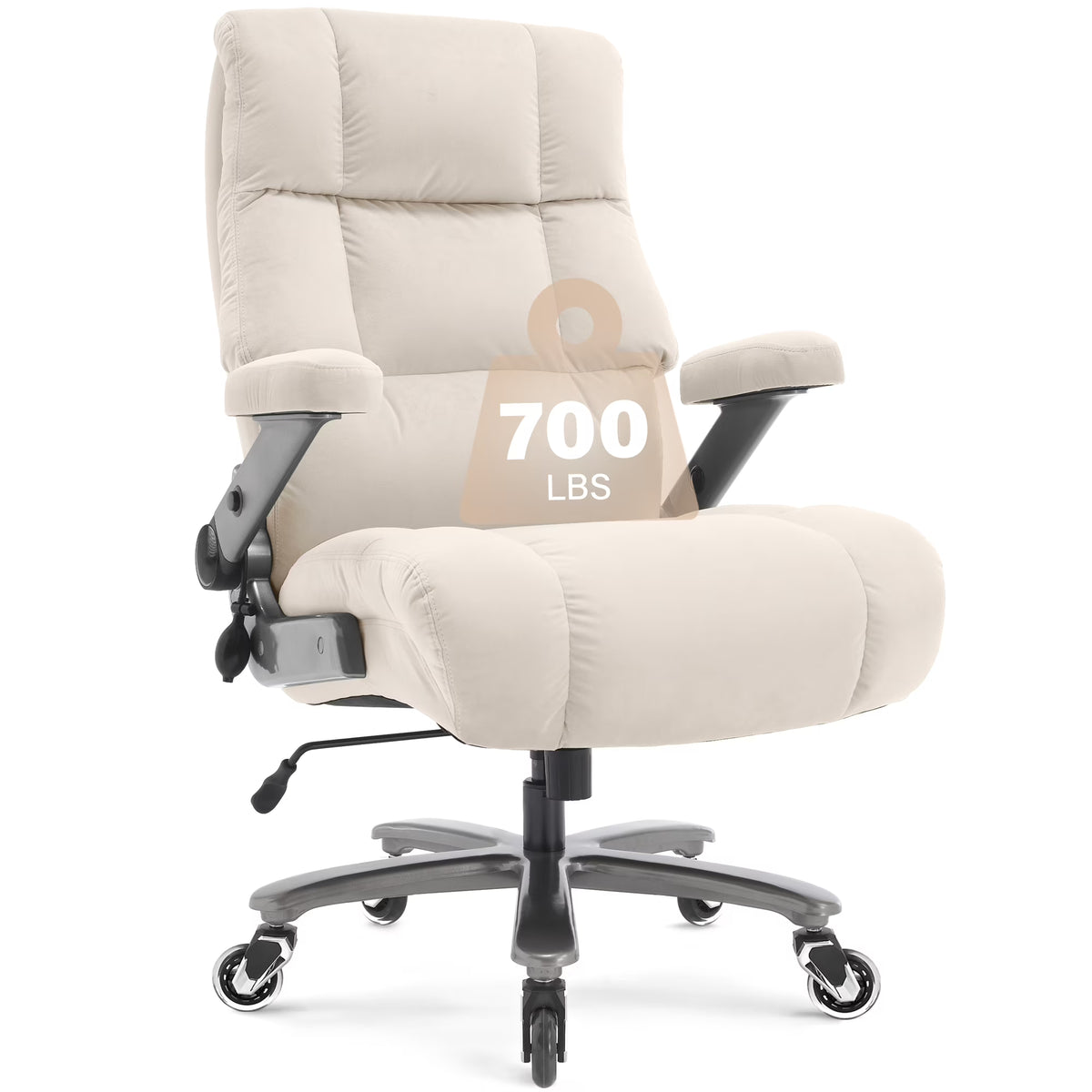 Big and Tall 700lbs Office Chair, Ultra-Soft Fabric Executive Desk Chair, Ergonomic Computer Chair with 3D Flip Up Arms, Adjustable Lumbar Support, Heavy Duty Metal Base and Quiet Rubber Wheel, Black