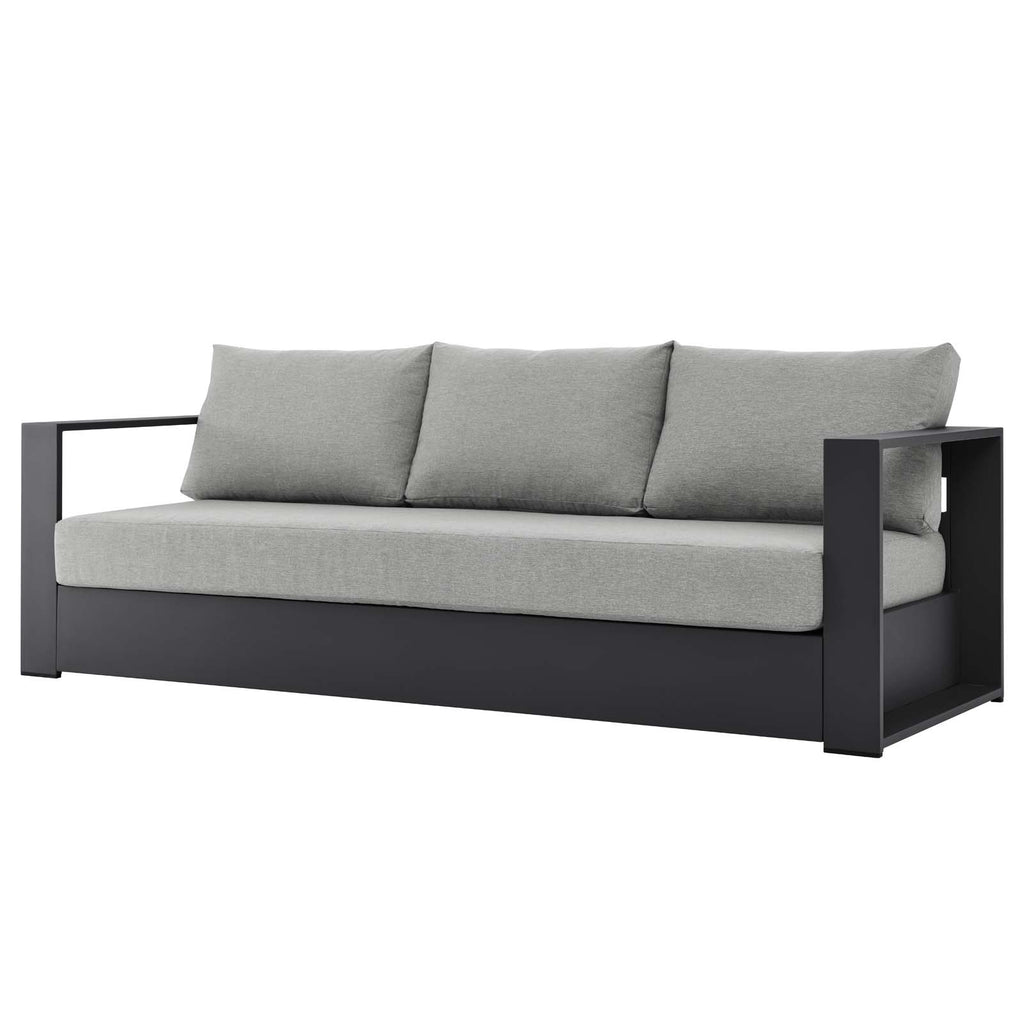 Lounge Sofa Table Set, Grey Gray, Aluminum, Metal, Fabric, Modern Contemporary, Outdoor Patio Balcony Cafe Bistro Garden Furniture Hotel Hospitality