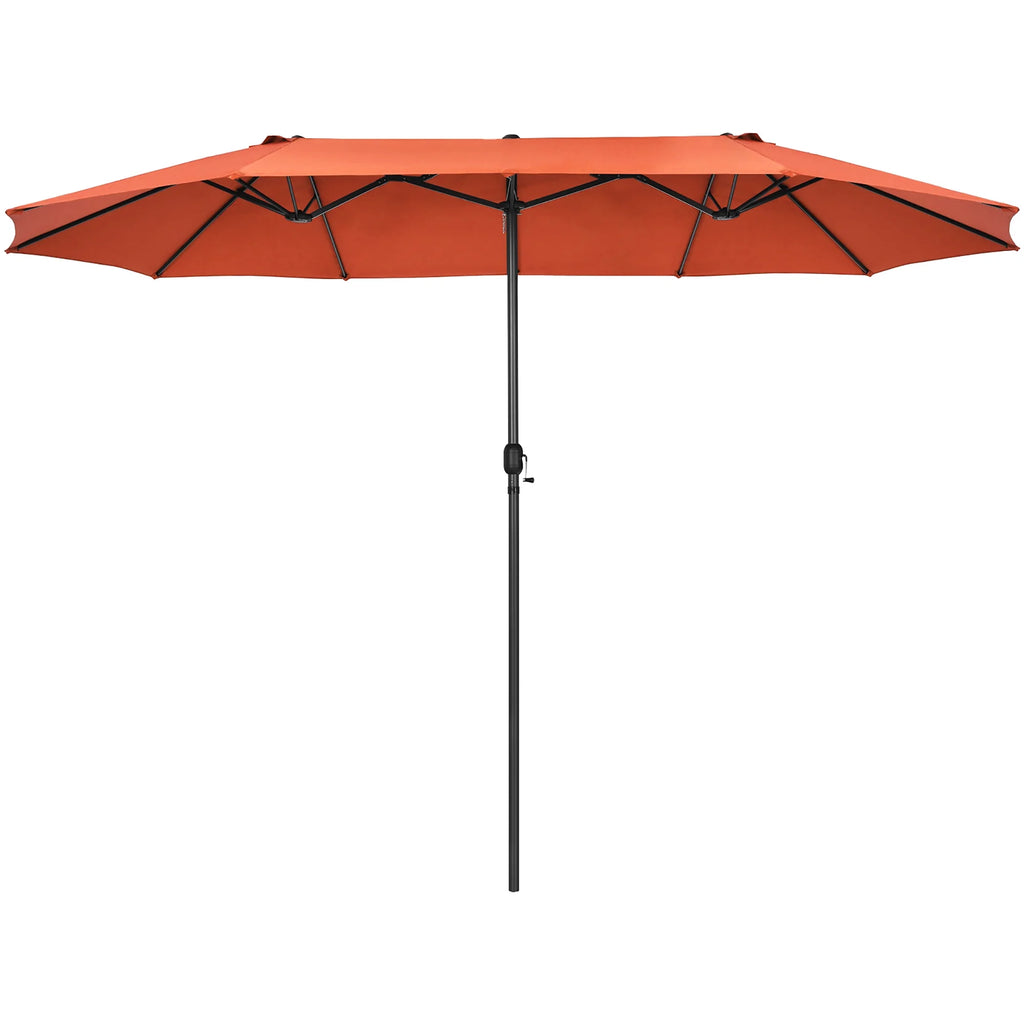 Costway 15ft Beige Patio Double-Sided Umbrella, Crank Lift