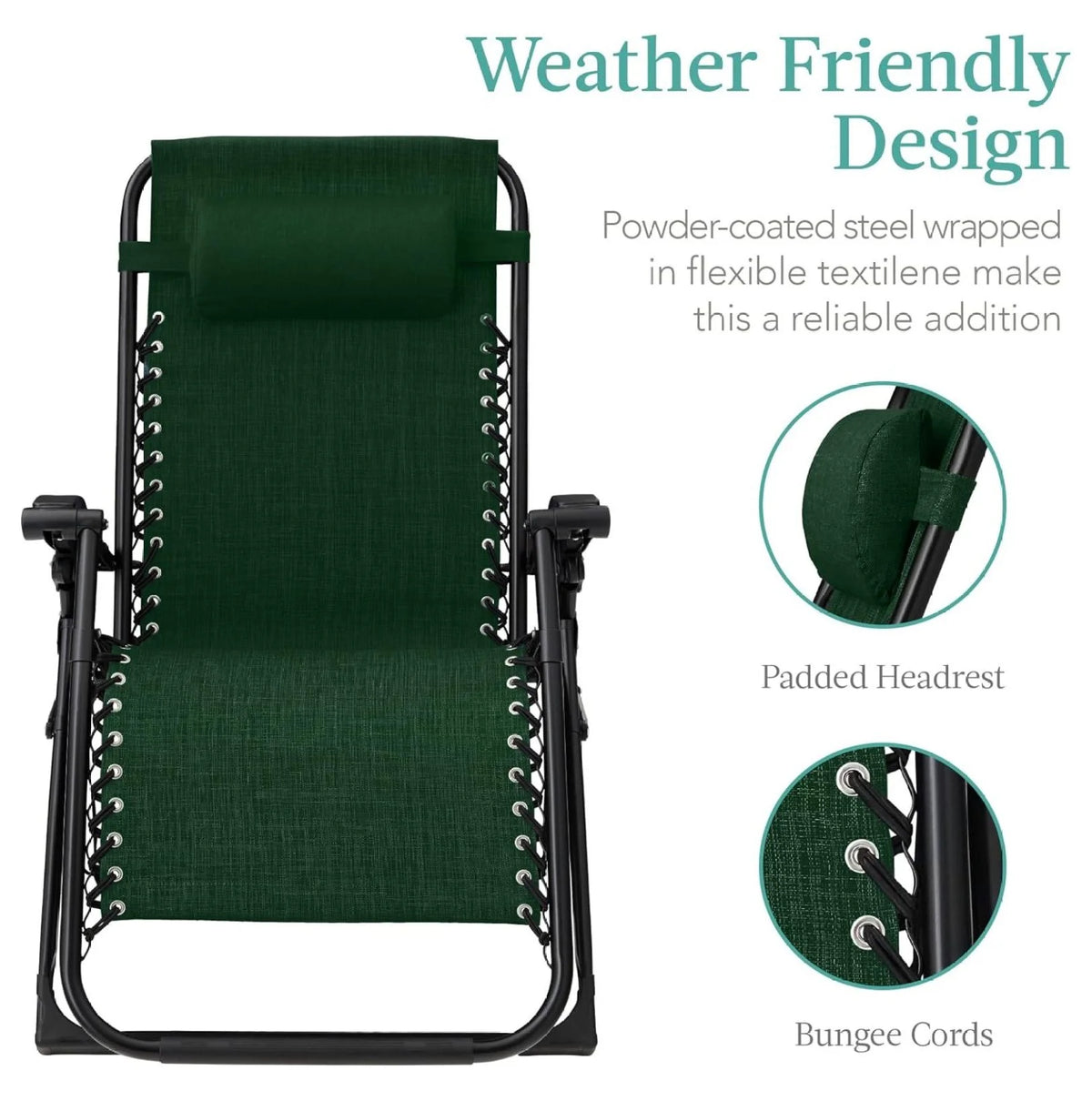 Oversized Chair, Folding Outdoor Patio Recliner, XL Anti Gravity Lounger w/Removable Cushion, Cup Holder, Side Tray, 350lb Capacity - Taupe