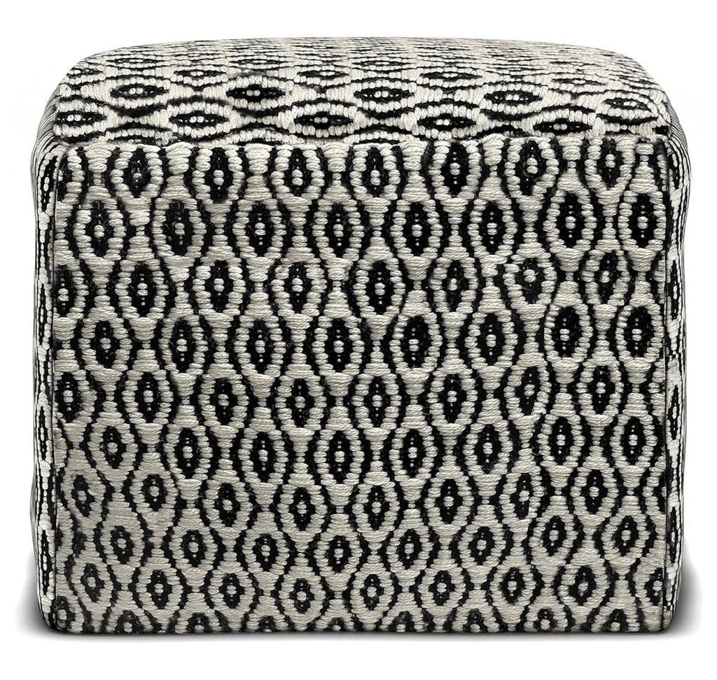 Exlonjet Margo 20 Inch Boho Round Pouf in Multi Color Braided Jute, For the Living Room, Bedroom and