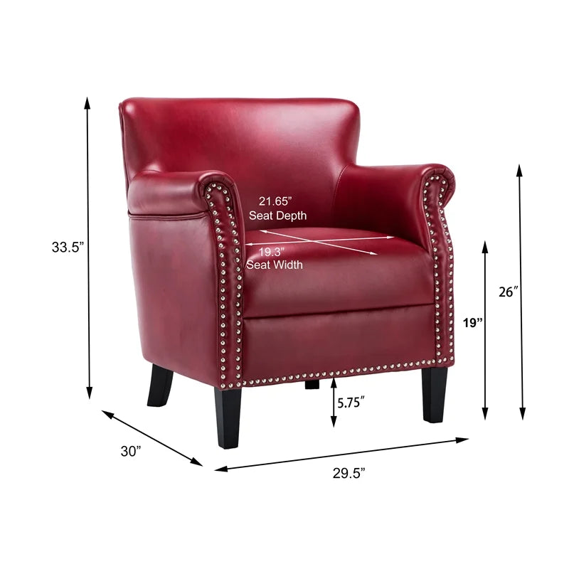 Comfort Pointe Holly Navy Blue Faux Leather Club Chair with Nail Head Trim