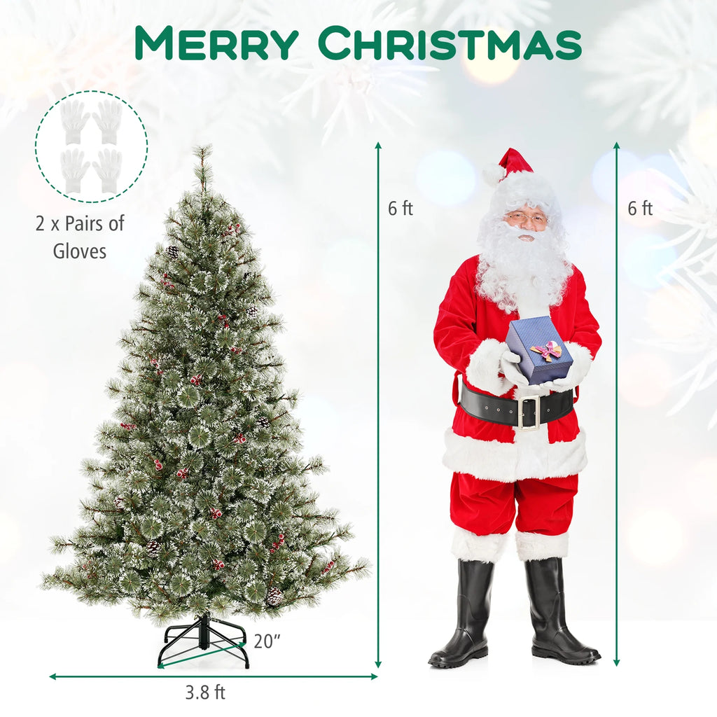 Costway 9 FT Artificial Christmas Tree with  360 Quick Power Connector 1714 Pine Needles