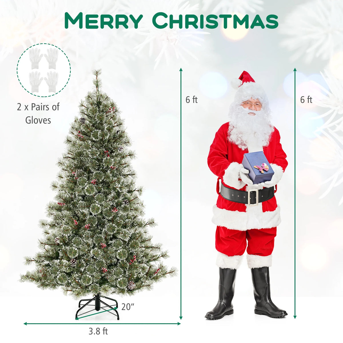 Costway 9 FT Artificial Christmas Tree with  360 Quick Power Connector 1714 Pine Needles