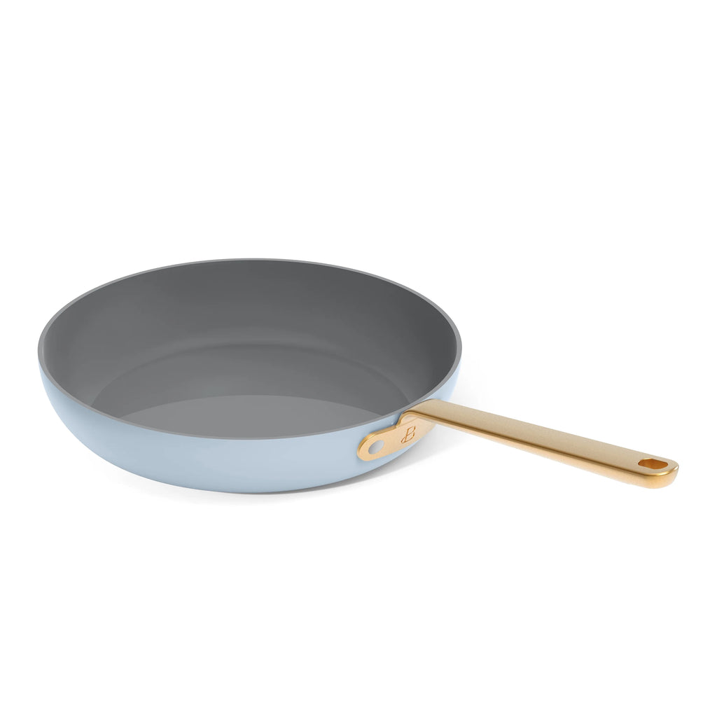 Beautiful 12pc Ceramic Non-Stick Cookware Set with Strainer Lids, White Icing by Drew Barrymore