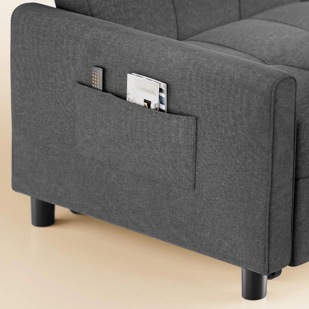 Convertible Sleeper Chair, Aiho 3-in-1 Convertible Sofa Bed Recliner Chair with Pull Out Couch - Dark Gray