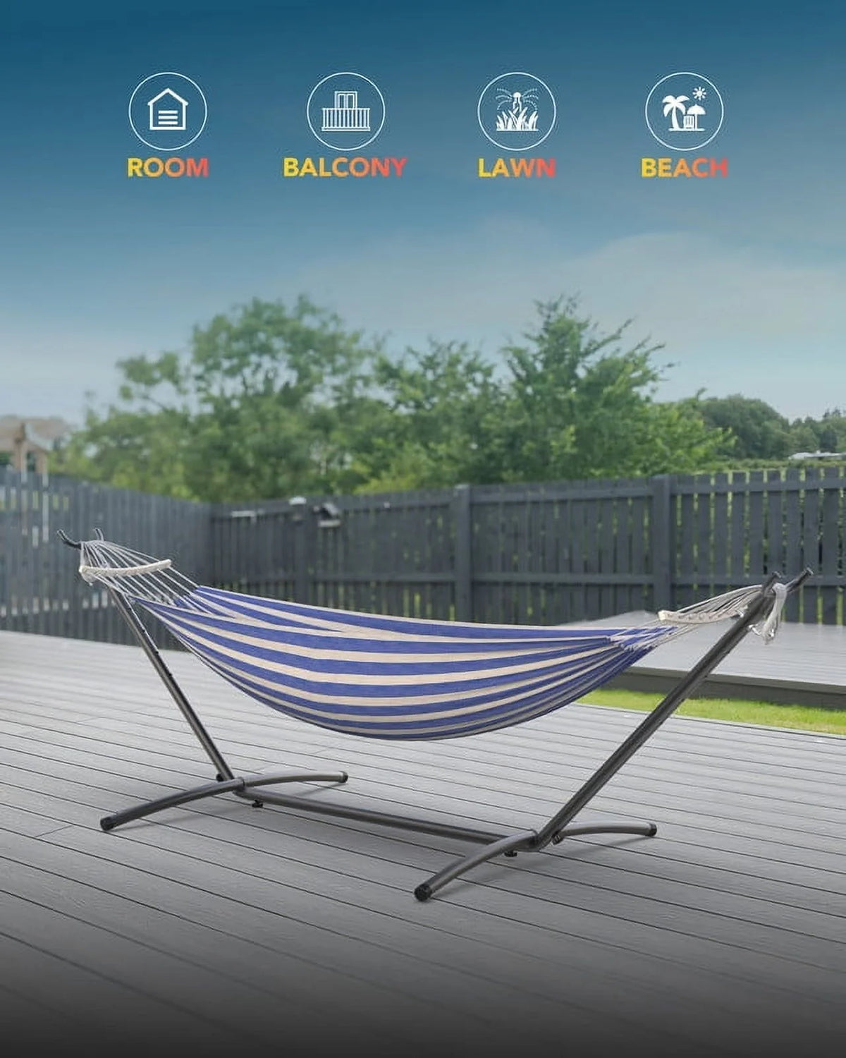 KEESTP Comfortable 2 Person Hammock with Stand,Portable Detachable Brazilian Hammock,450lb Capacity - Tropical