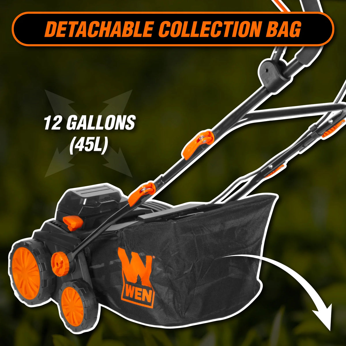 WEN 15" 20V Cordless Electric Dethatcher and Scarifier Walk-Behind Lawn Mower