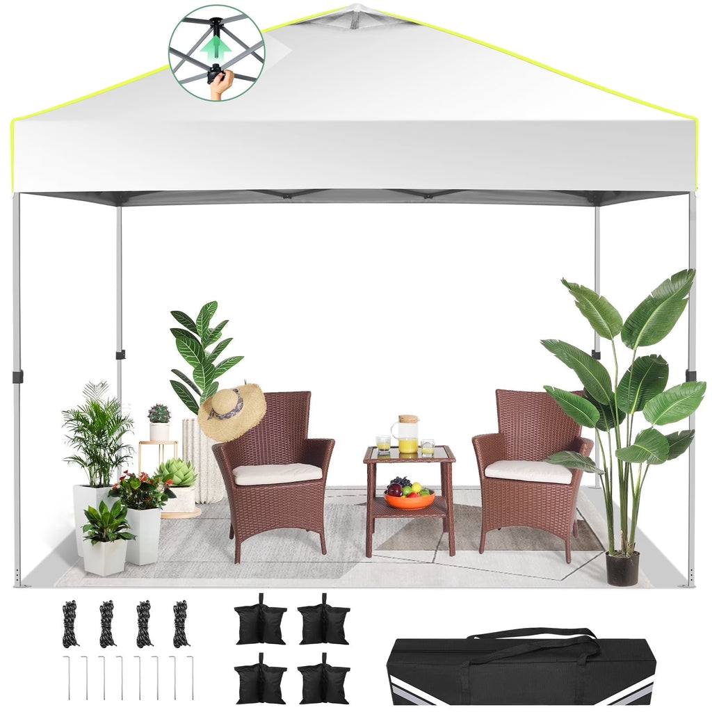 Hoteel Canopy 10x10 Pop Up Canopy Tent 1-Button Push Easy up Outdoor Canopy Instant Portable Commercial Shelter Waterproof UPF50+ Gazebo with Reflective Strip, Air Vent & 4 Sandbags, Black