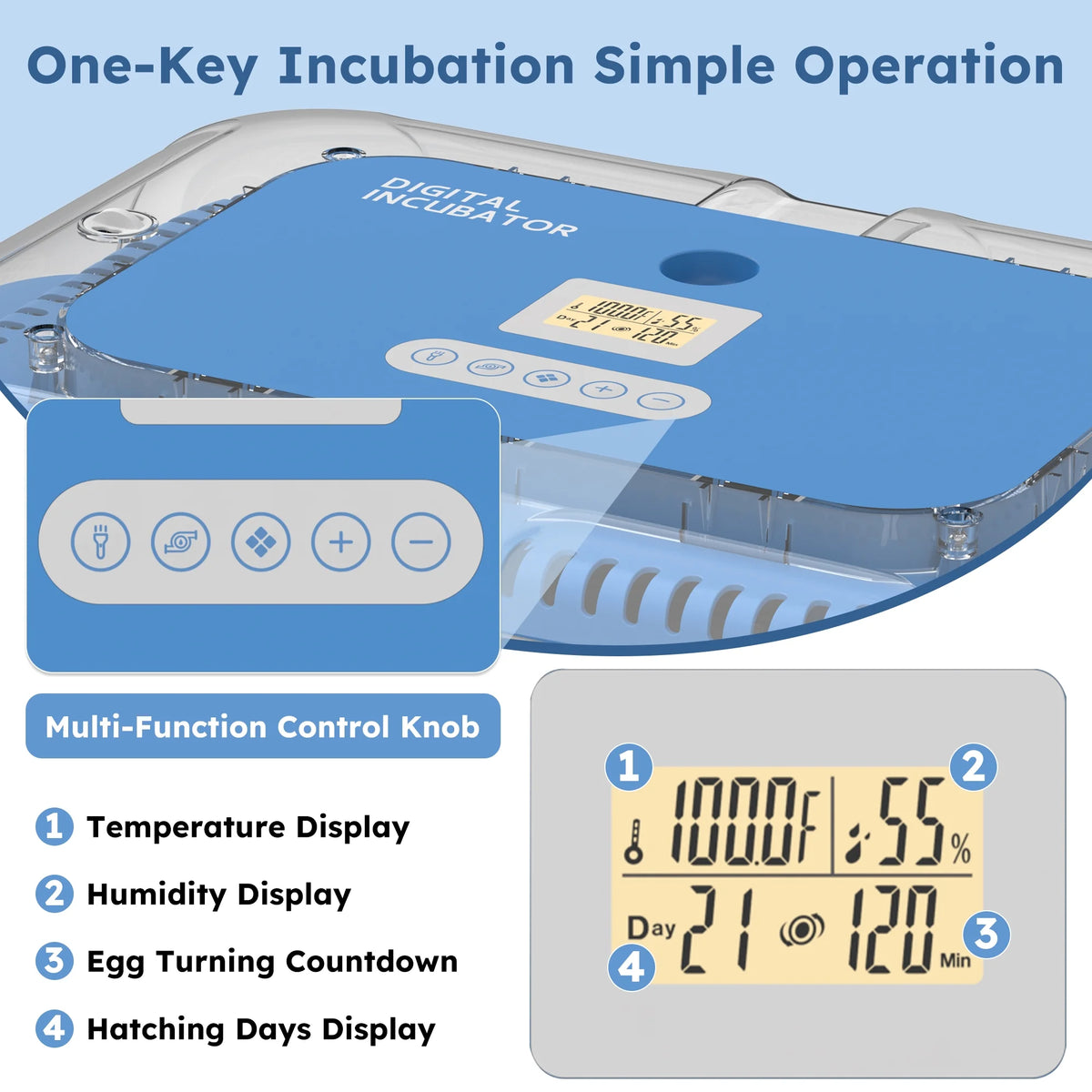 Montary 56 Egg Incubator: Auto Turning, Humidity Control & Water Refill for Chicken/Duck/Goose Eggs w/ Candler