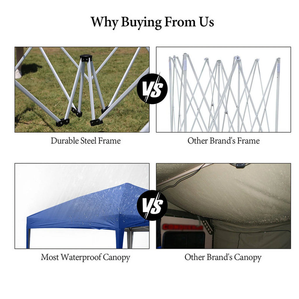 Clipop Portable 10x10ft Pop Up Gazebo, Instant Canopy Waterproof Anti-UV Shelter with 4 Side Panels & Carry Bag,Blue