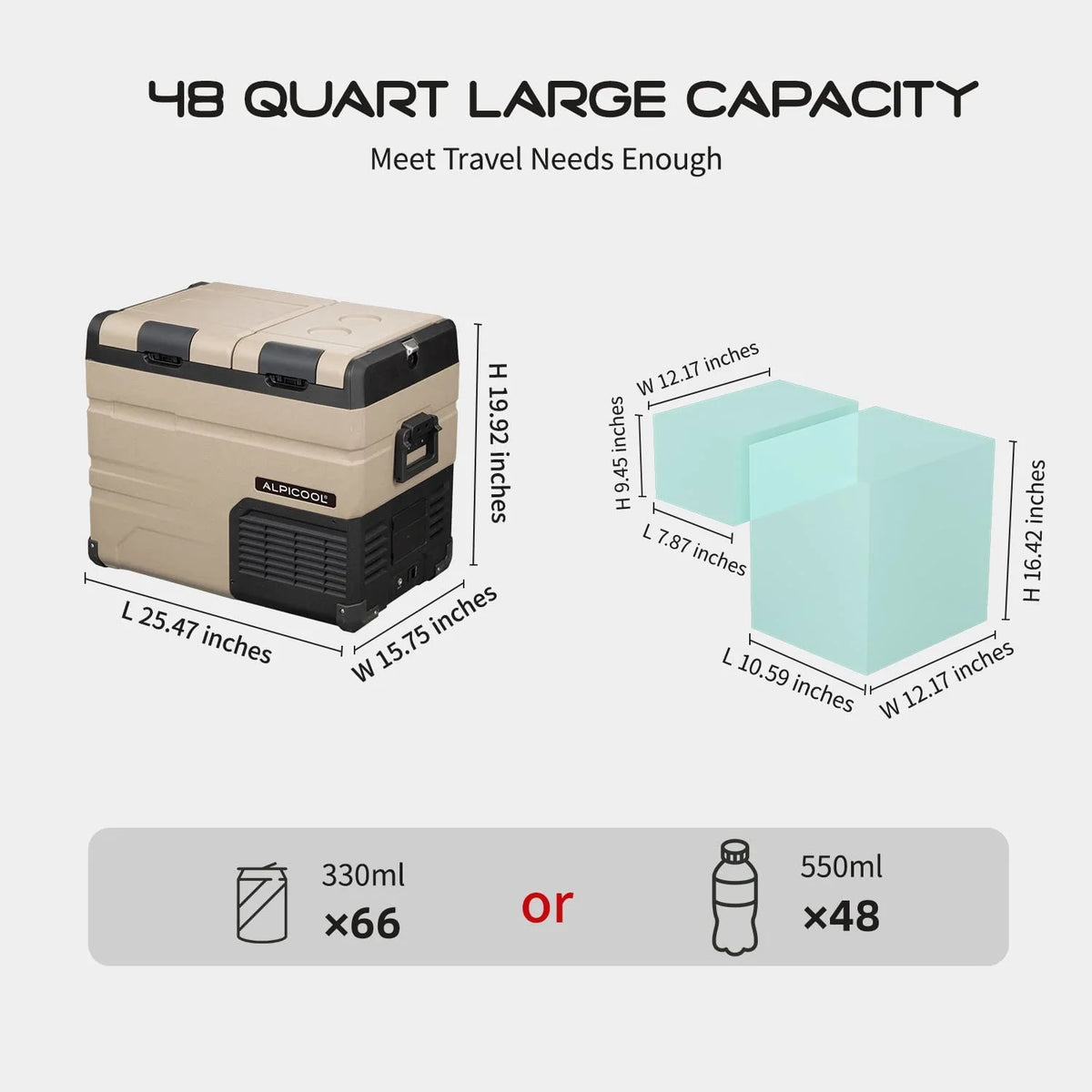 Alpicool TA35 Portable Refrigerator 37 Quart(35 Liter) Dual Temperature Control Fridge Mini Freezer for Travel,Camping,Fishing, Outdoor -12/24V DC