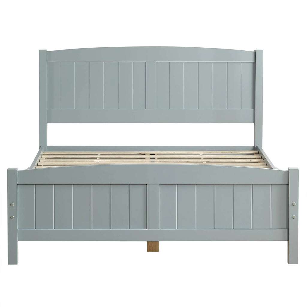 Ktaxon Deluxe Wood Platform Bed with Headboard, Teen Bed Gray,Twin