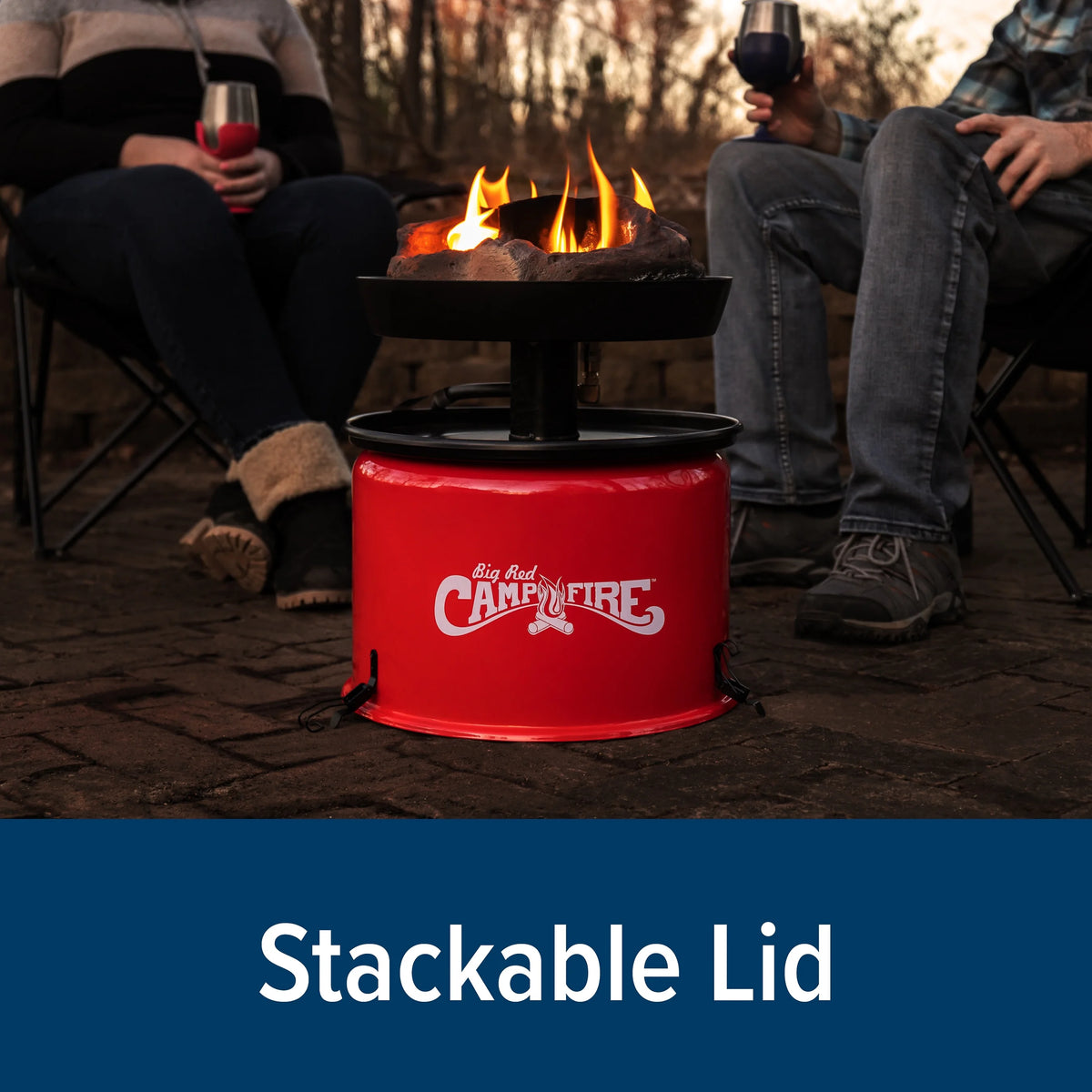 Camco Olympian Big Red Campfire, Approved for RV Campgrounds, Includes 10-Foot Propane Hose (58035)