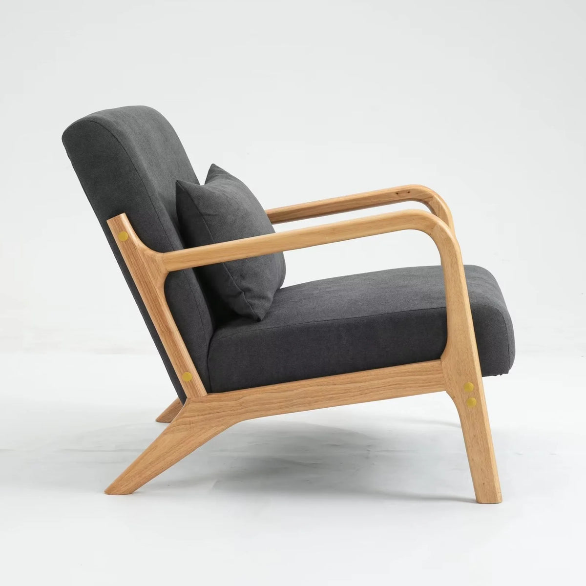 Modern Accent Chair, Upholstered Armchair with Wood Frame, Bronzing Cloth Single Sofa Chair with Lumbar Pillow for Living Room Bedroom Apartment, Orange