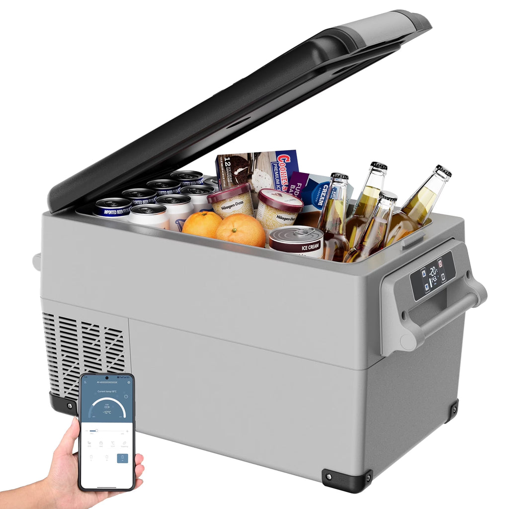 Simzlife 12 Volt Car Refrigerator, 37QT(35L) RV Refrigerator, Freezer Fridge Cooler DC & AC, for Home, Travel, Camping, Fishing, RV and Outdoor, Gray