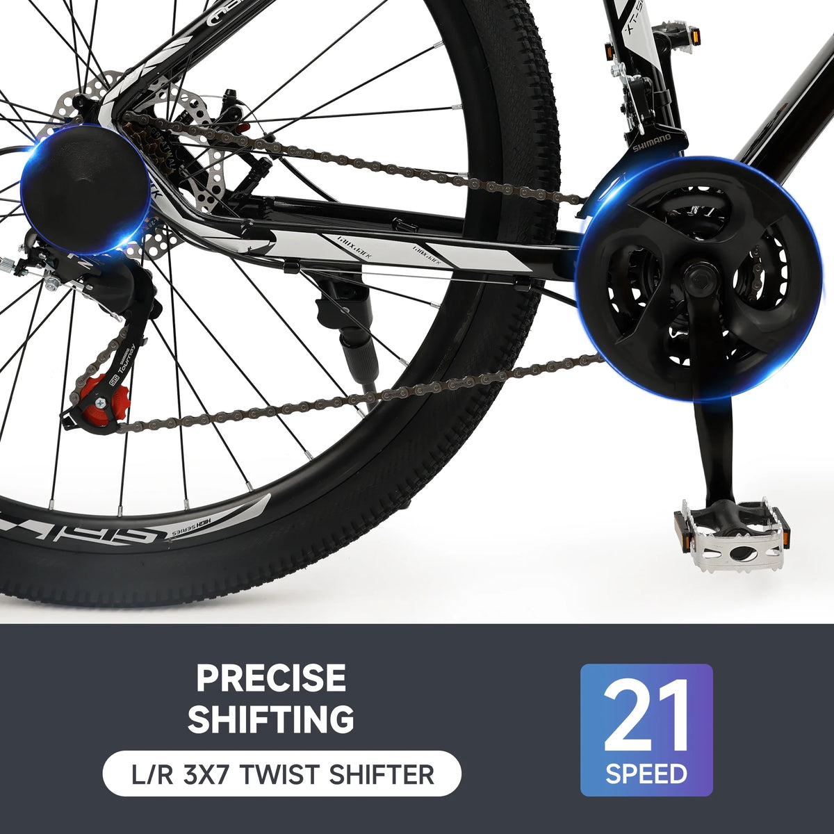 ARTUDATECH 27.5 Inch Mountain Bike, Shimano 21 Speed,  Dual Disc Brake Bike for Men Womens Adult, Full Suspension Bicycle