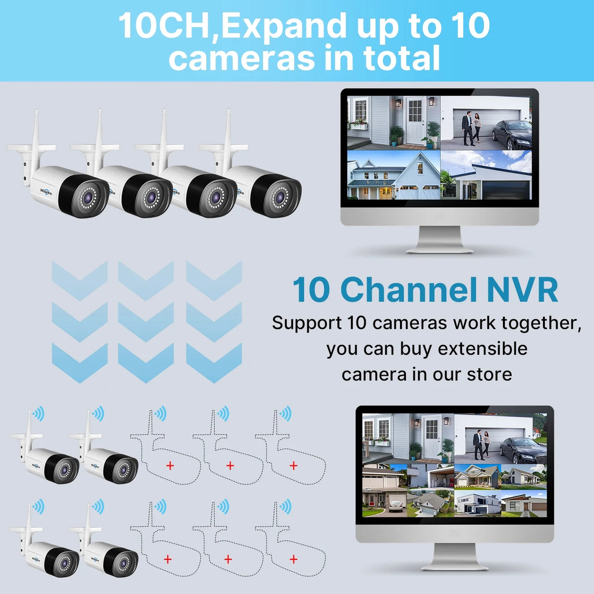 Hiseeu Wireless Security System w/ 4 Cameras, 2 Way Audio, & 1TB Hard Drive