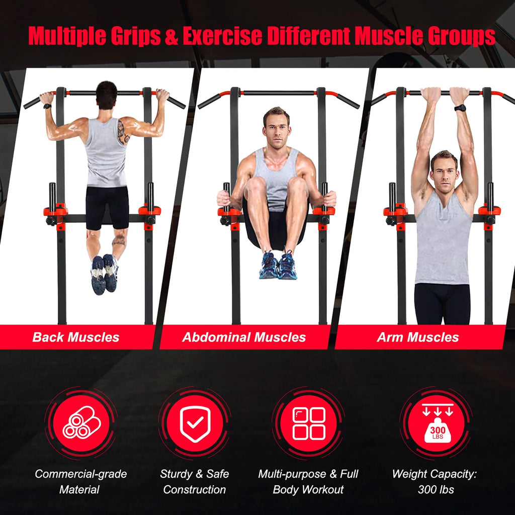 Goplus Multi-function Power Tower Pull Up Bar Dip Stand Home Gym Full-body Workout