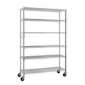 Xilee Wire Shelving Unit with Wheels Steel 6 Tier Heavy Duty Layer Rack Storage Metal Shelf Garage Organizer Wire Rack Shelving Adjustable