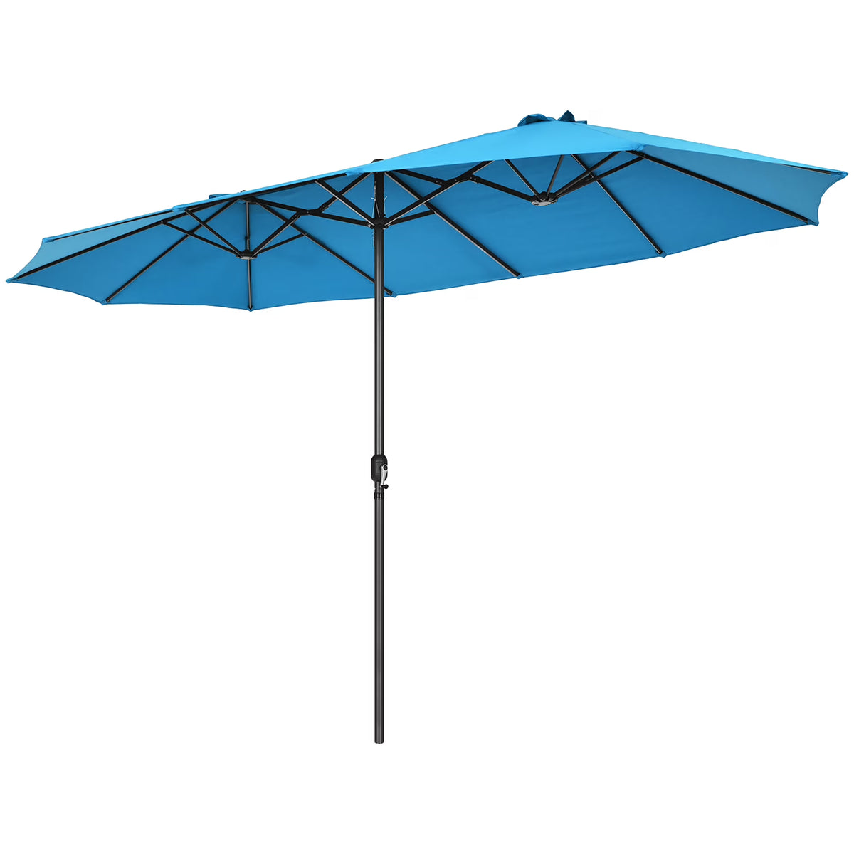 Costway 15ft Beige Patio Double-Sided Umbrella, Crank Lift