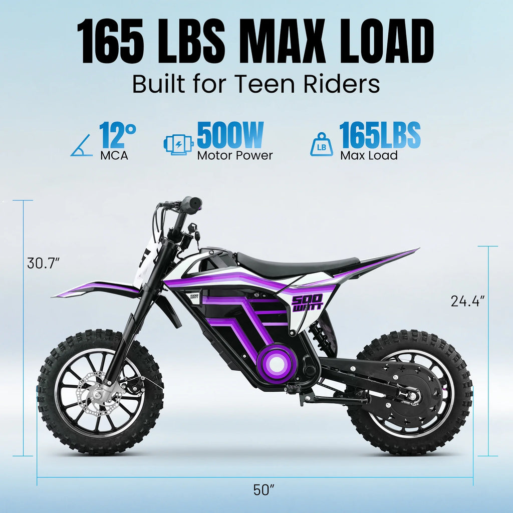 Electric Dirt Bike for Teens Adults, 500W Electric-Motorcycle Mountain Off-Road EBike