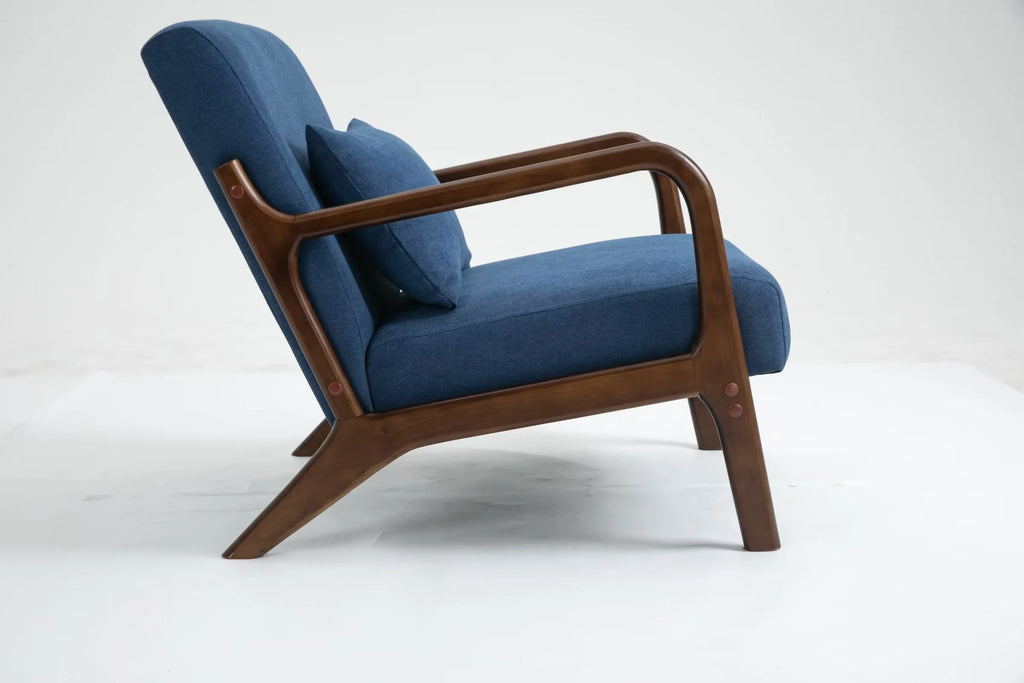 Modern Accent Chair, Upholstered Armchair with Wood Frame, Bronzing Cloth Single Sofa Chair with Lumbar Pillow for Living Room Bedroom Apartment, Orange