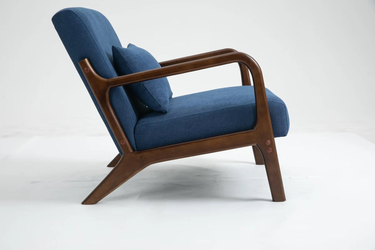 Modern Accent Chair, Upholstered Armchair with Wood Frame, Bronzing Cloth Single Sofa Chair with Lumbar Pillow for Living Room Bedroom Apartment, Orange