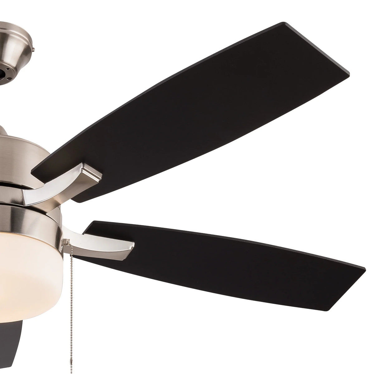 Simpol 52" Prominent Indoor Ceiling Fan with LED Light, Pull Chain and Remote Control, Reversible AC Motor, Walnut/Silver Reversible Blades and Satin Nickel Finish