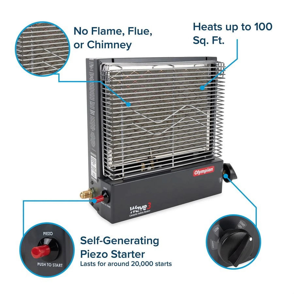 Camco Olympian Wave 3 Catalytic Adjustable Safety Heater (57331)