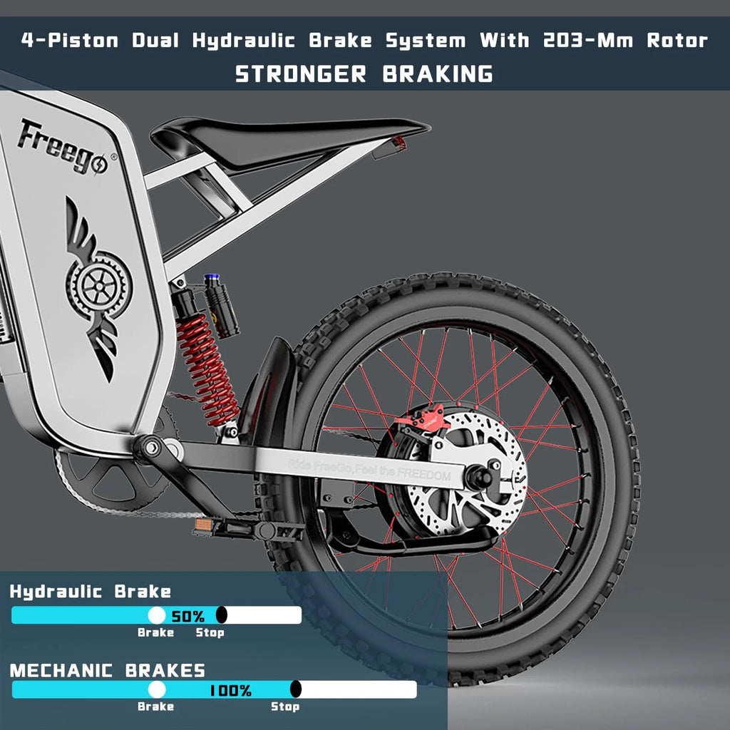 6000W(Peak) Motor 60V/35Ah Battery, Freego X2Pro Electric Motorcycle for Adults, Electric Bike  50MPH/7 Speed Off Road Electric Bicycle,19x2 Full Suspension/Four-Piston Hydraulic Brake UL2849MTB