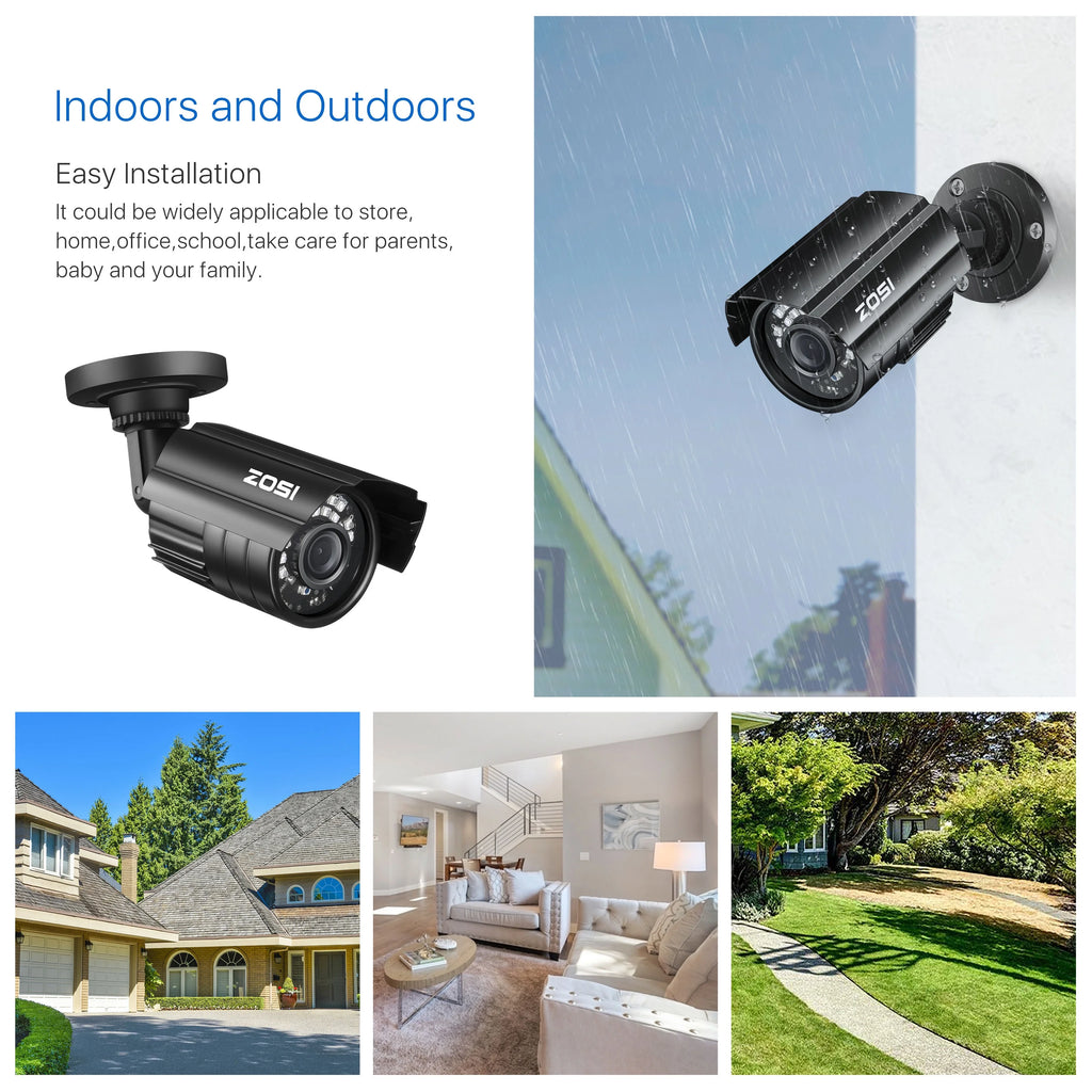 ZOSI 1080P Security Camera System H.265+ 8CH Full 1080P HD Video DVR Recorder with 4X HD 1920TVL 1080P Indoor Outdoor Weatherproof CCTV Cameras ,Motion Alert,Remote Access(No HDD)