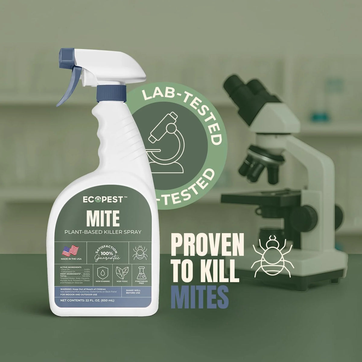 Mite Spray Natural Killer for Dust, Bird, Spider, Scabies & Other Mites | Bedding & Furniture-Safe | Treatment for Chickens, Poultry, Dogs, Cats, Reptiles & Other Pets | Indoor & Outdoor (1 Gallon)