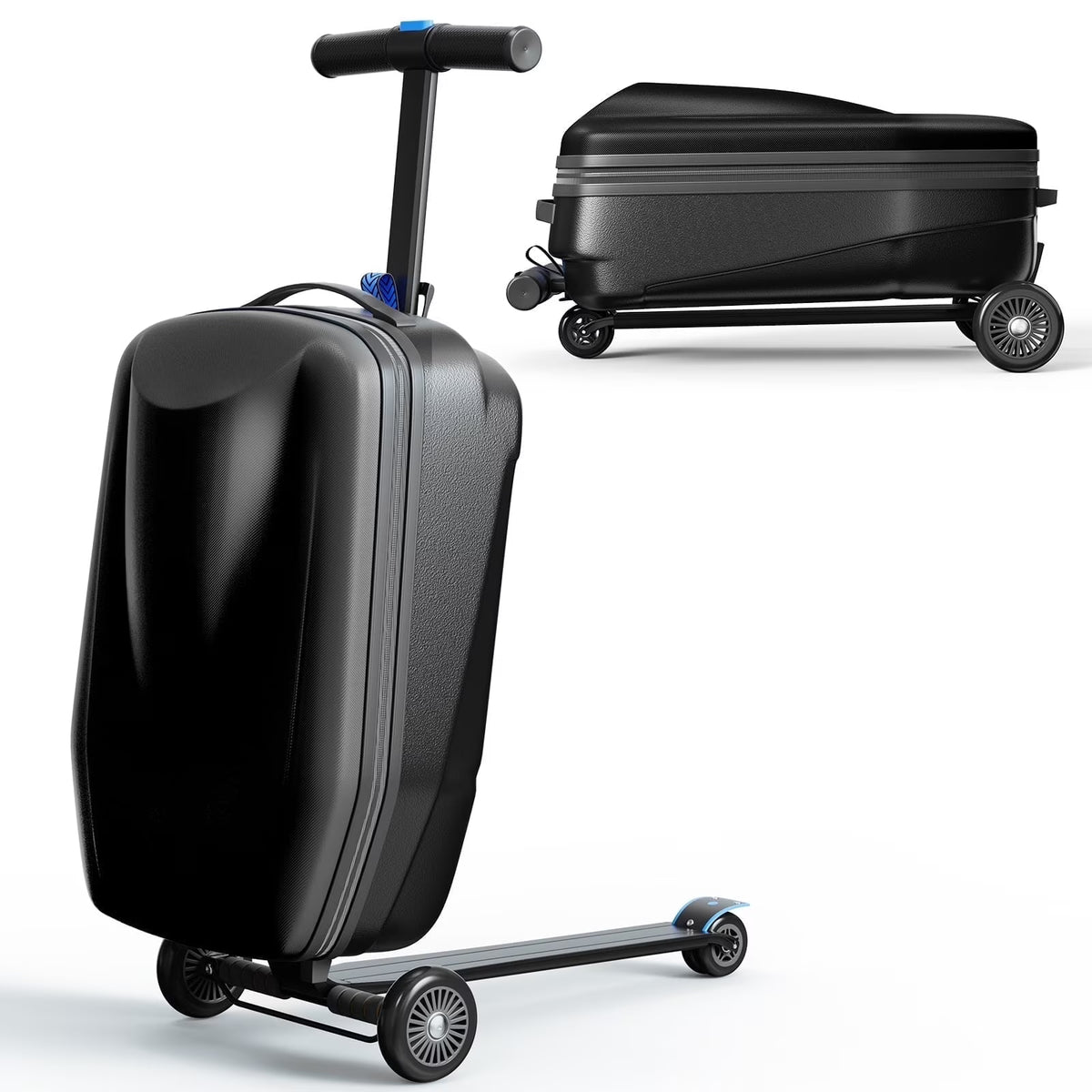TABU Scooter Luggage for Kids & Adults, Carry on Luggage with Wheels for Kids Ages 6-15,Blue