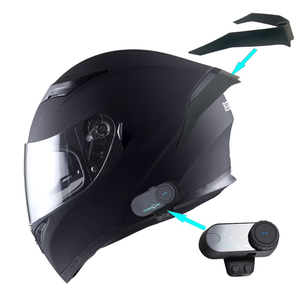 1Storm Motorcycle Modular Full Face Flip up Dual Visor Helmet + Spoiler + Motorcycle Bluetooth Headset: HJK316 Mechanic Red