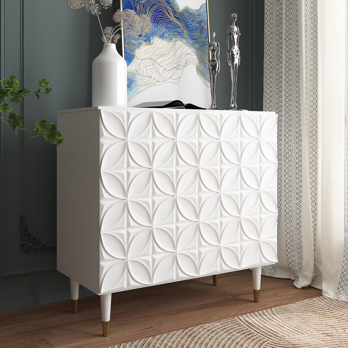 Clihome  2-Door Freestanding Locker Storage Accent Cabinet Blue
