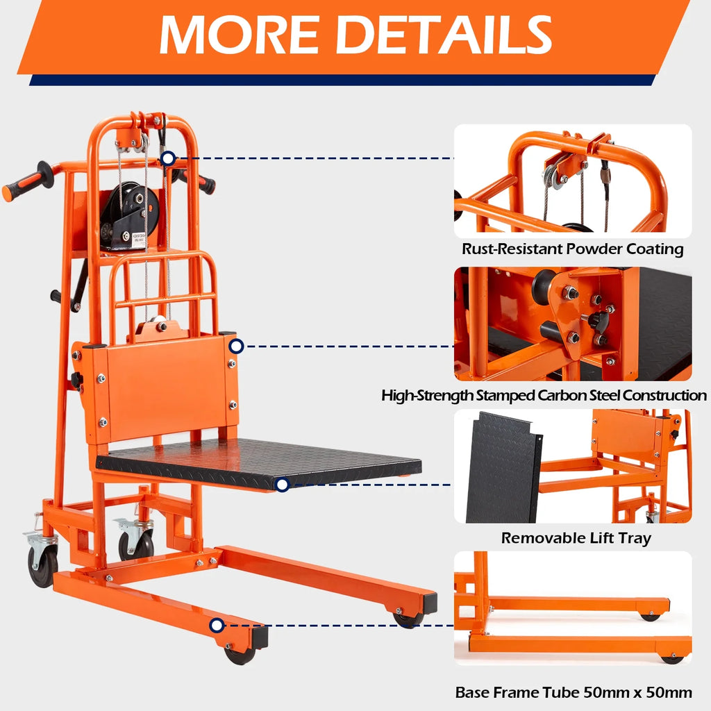 AECOJOY Hydraulic Material Lift Pallet Truck 500 Lbs,Lift Table Cart,32" Max Lift Height Pallet Truck Jack with Lockable Swivel Casters Ideal for Warehouse, Workshop and Garage Use