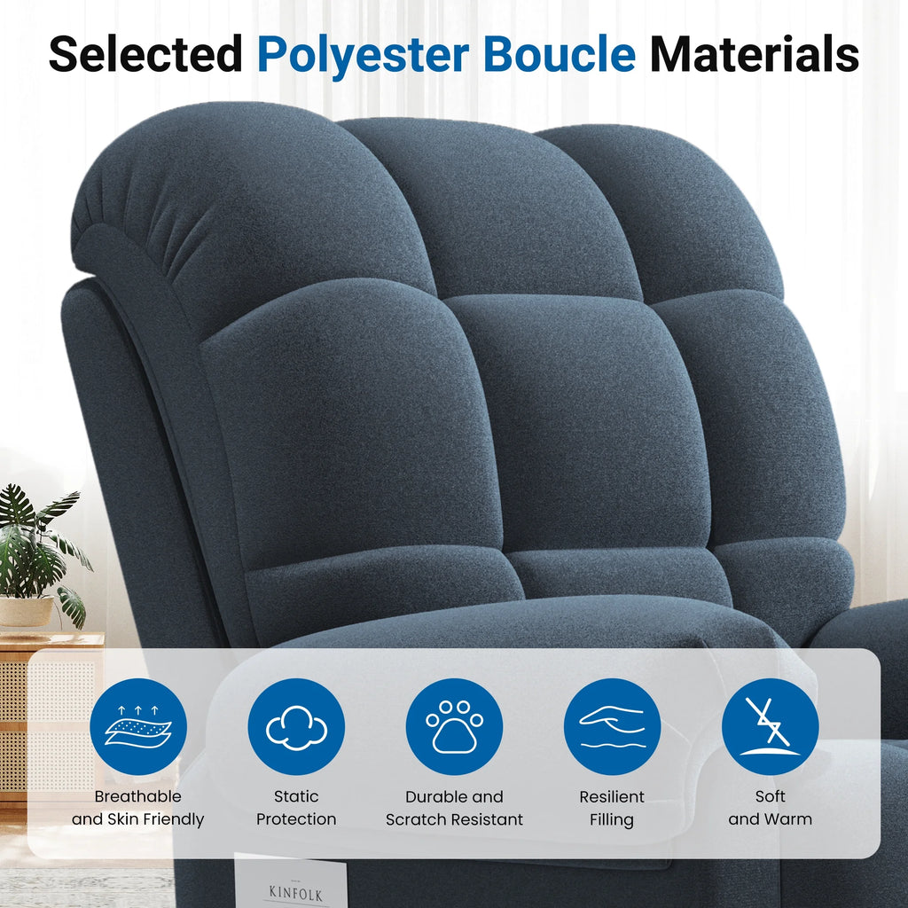 Power Recliner Chair,Electric Recline Sofa Chair for Adults with USB Port,Comfy Teddy Fleece Adjustable Cloud Sofa,Tool-Free Setup,Beige White
