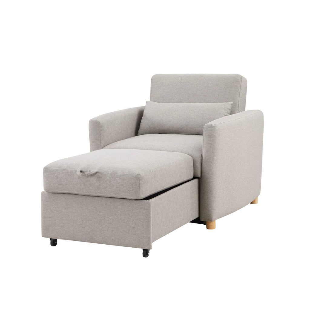 Serta Carly Scandinavian Style Convertible Chair, Ivory Fabric