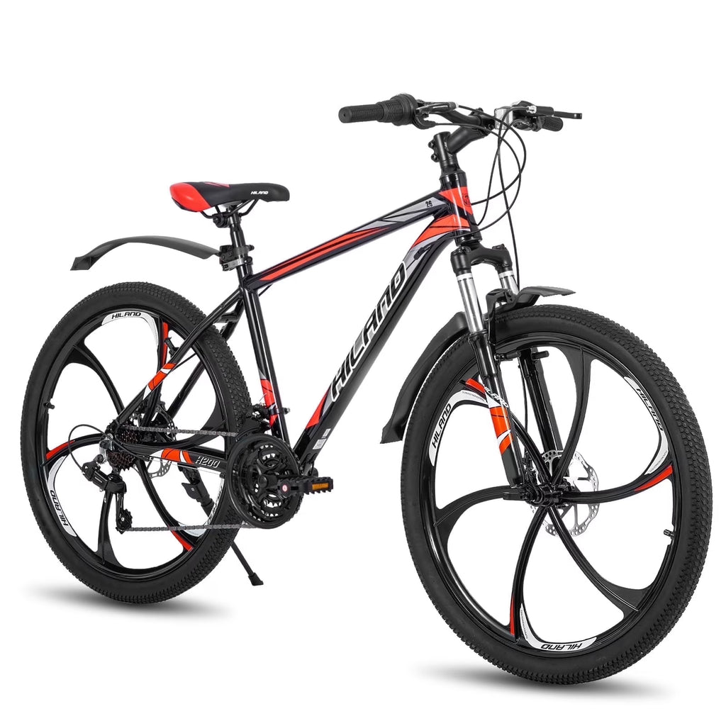 Hiland Mountain Bike, Multi-Spokes,Shimano 21 Speeds Drivetrain,Aluminum Frame 26 inch Wheels, Men's MTB Bicycle, White