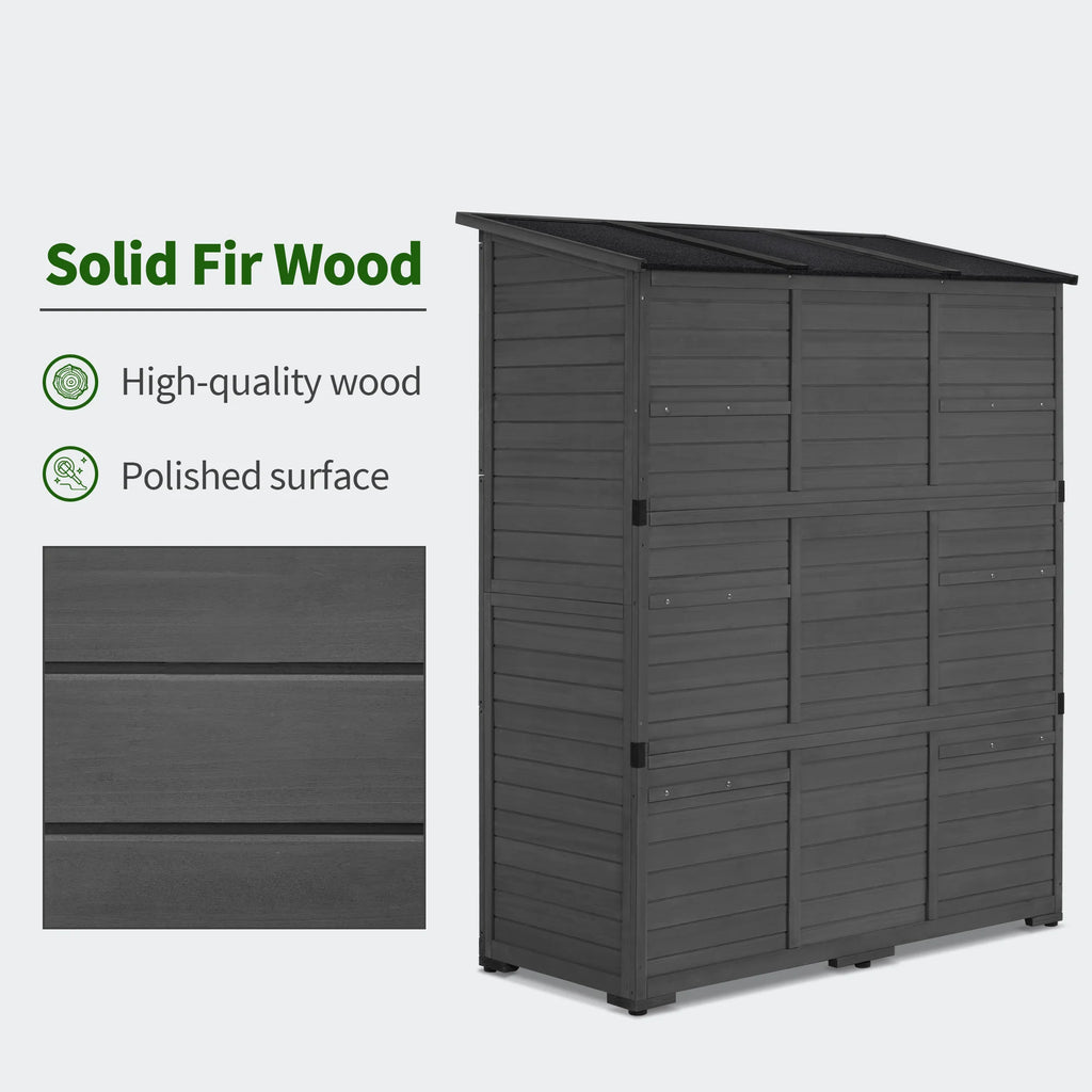 MCombo Large Outdoor Storage Shed with 6 Shelves, Outside Tool Wooden Storage Cabinet, 1738