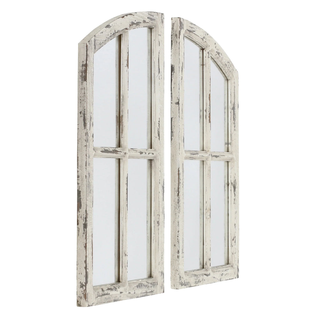 Jolene Arch Window Pane Mirrors Off-White 27" x 15" (Set of 2) by Aspire