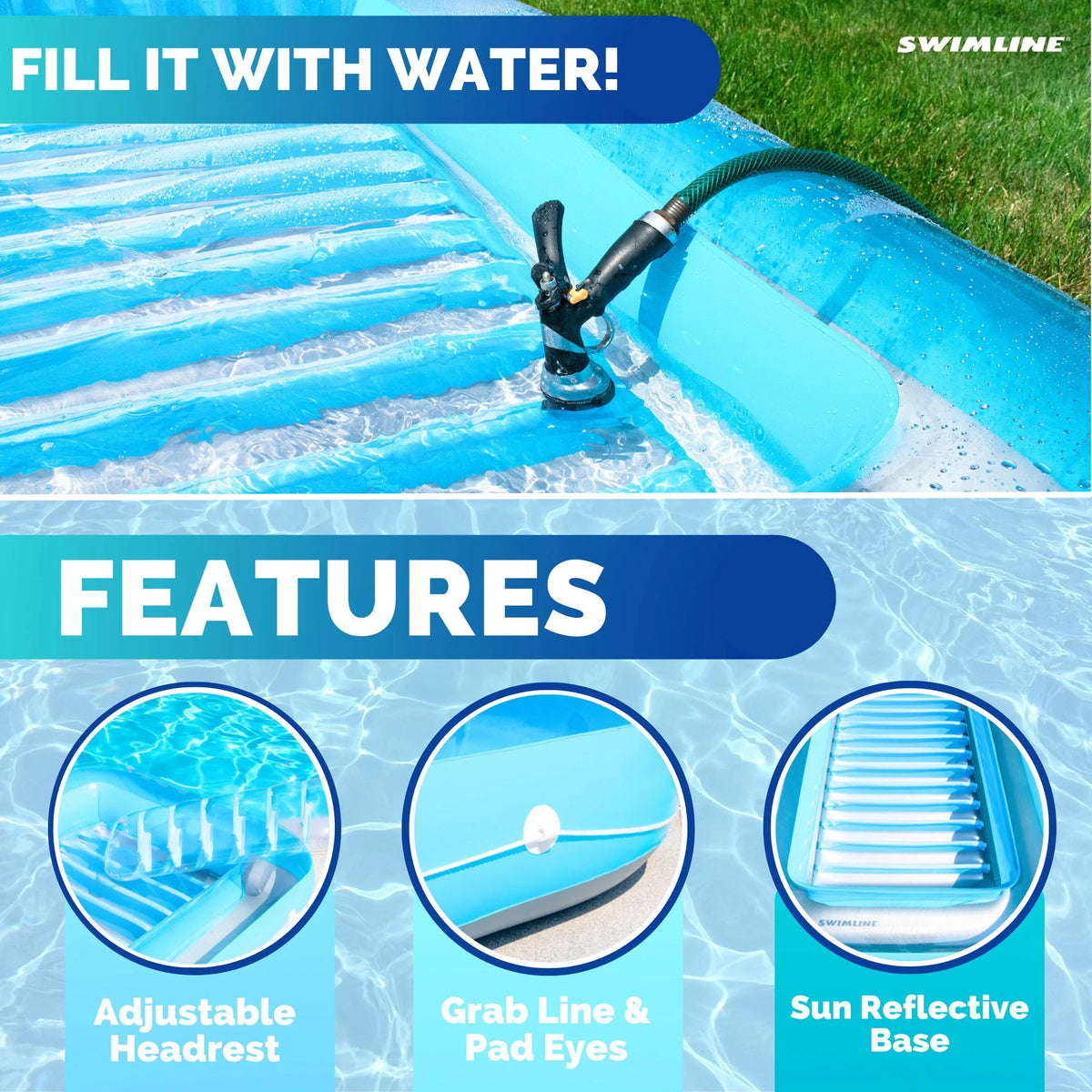 Swimline Original Suntan Tub Relaxing Water Lounge Float, Blue (3 Pack)