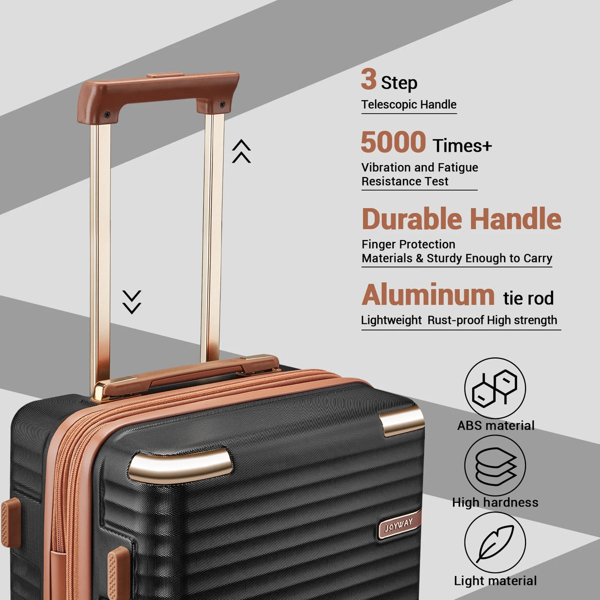 Joyway 3-Piece Carry-On Luggage Set with Swivel TSA Lock and Leather Carry Bag