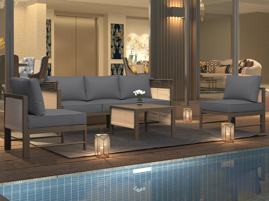 AECOJOY Aluminum Outdoor Furniture Set, 7 Pieces Metal Patio Furniture on sale Outdoor Couch Patio Conversation Set - Light Grey
